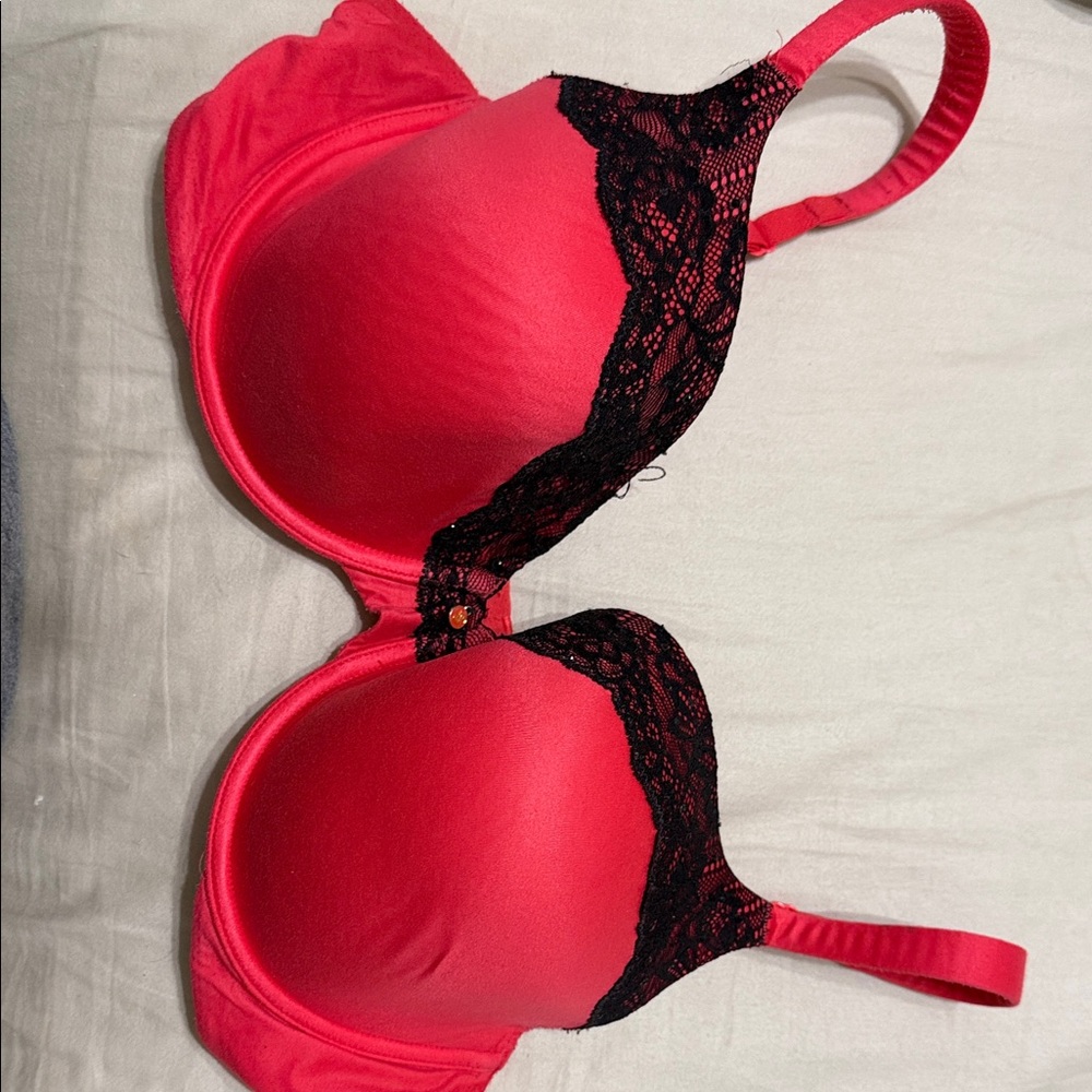 Victoria's Secret Red and Black Lace Bra